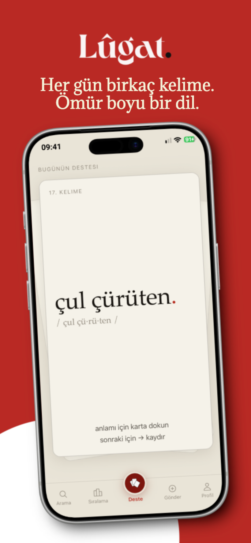 Lûgat — günün destesi ekranı